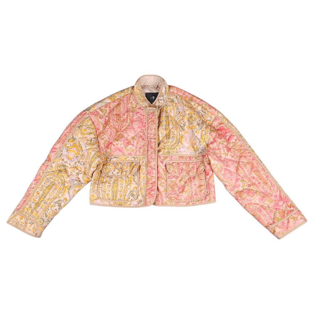7 For All Mankind Women's Quilted Patchwork Cropped Jacket Size Small NWOT